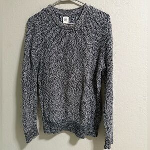 GAP Marled Knit Cotton Crewneck Sweater Gray/Black Size M
